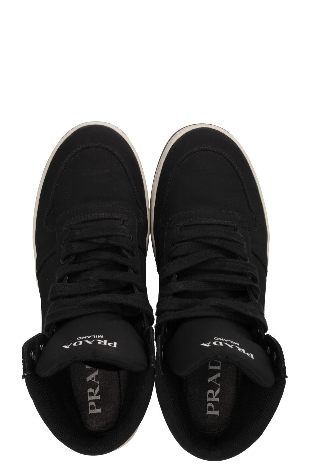 Baskets montantes Prada Triangle en nylon noir