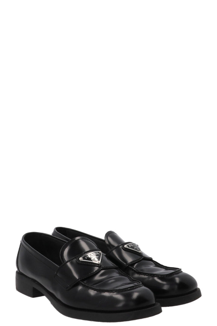 PRADA Triangle Loafers Leather Black