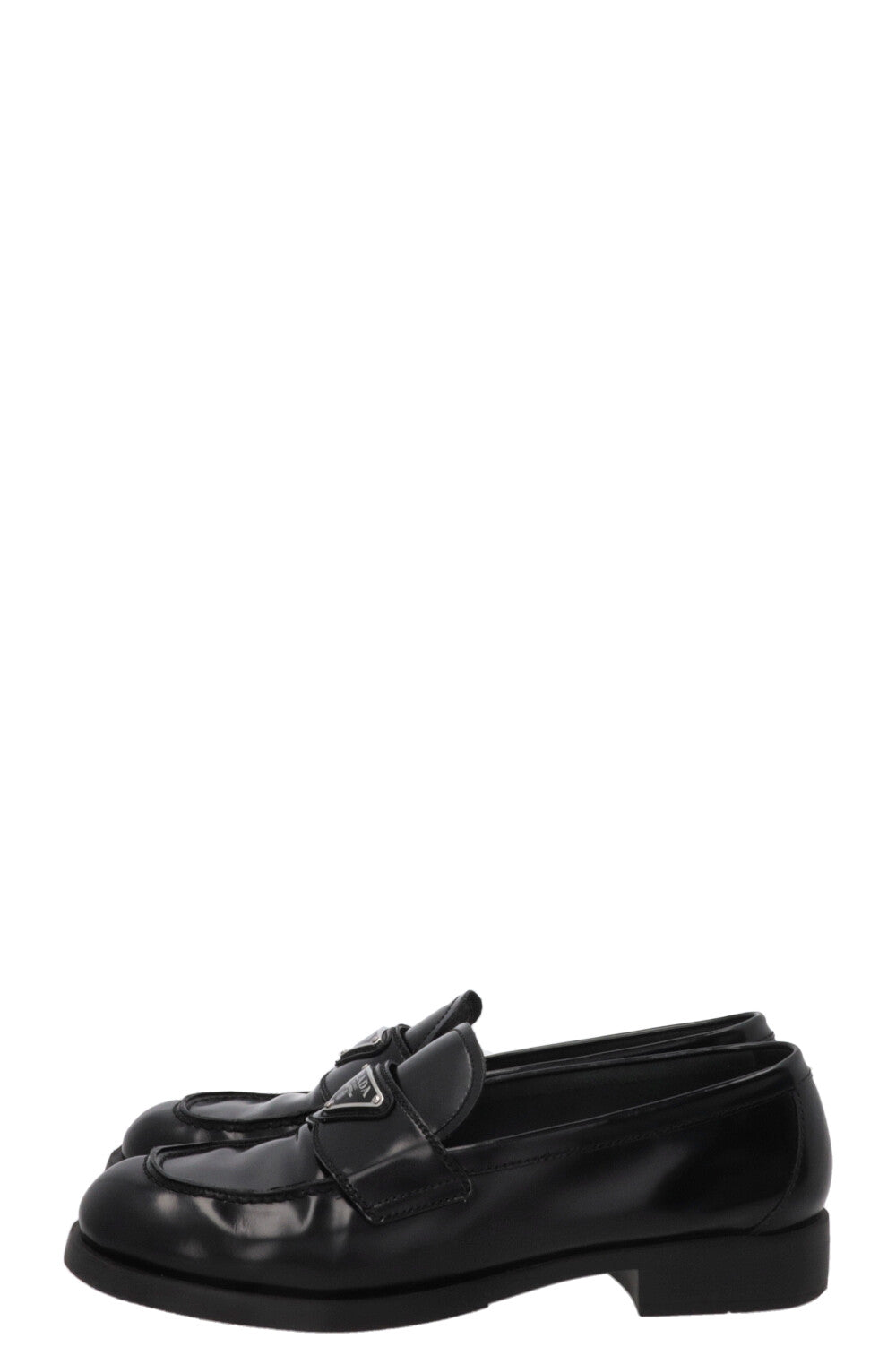 PRADA Triangle Loafers Leather Black
