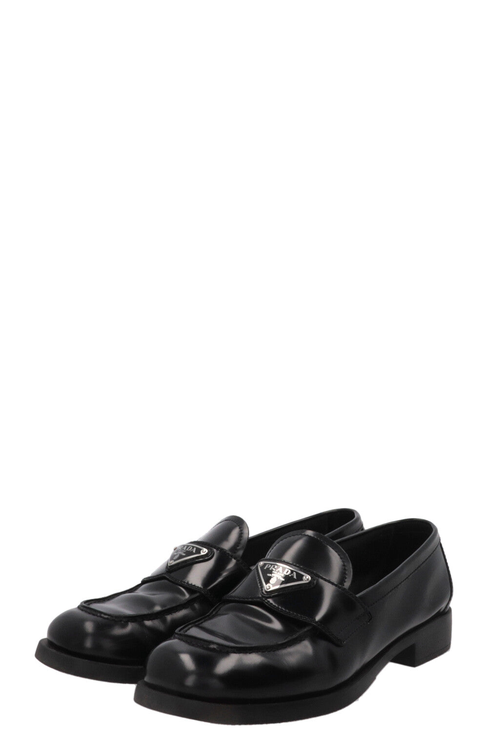PRADA Triangle Loafers Leather Black
