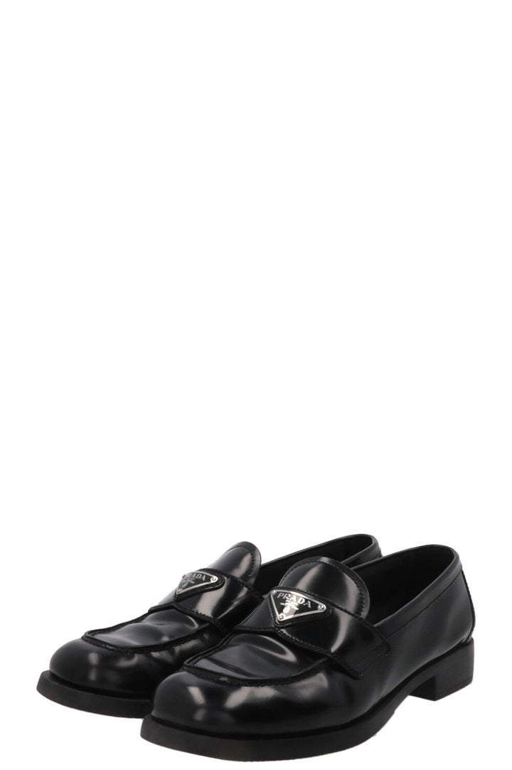 PRADA Triangle Loafers Leather Black