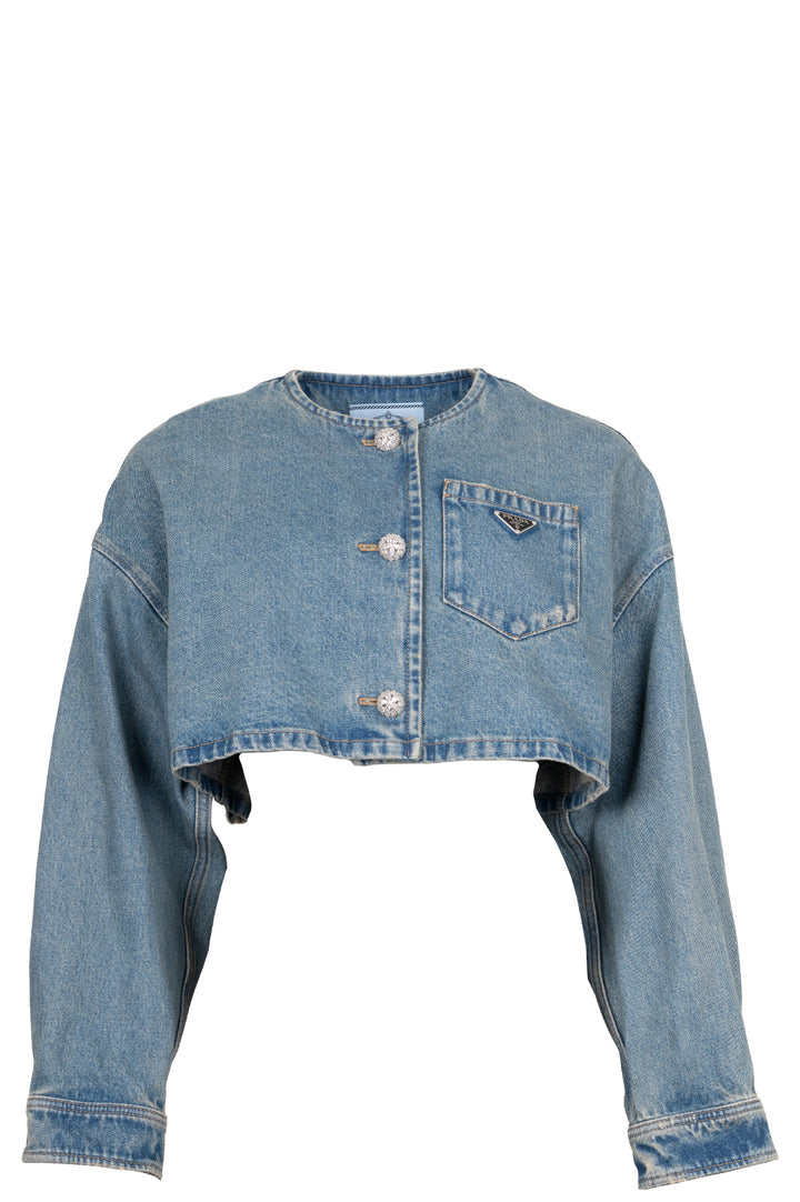 Veste PRADA à logo triangulaire bleu denim