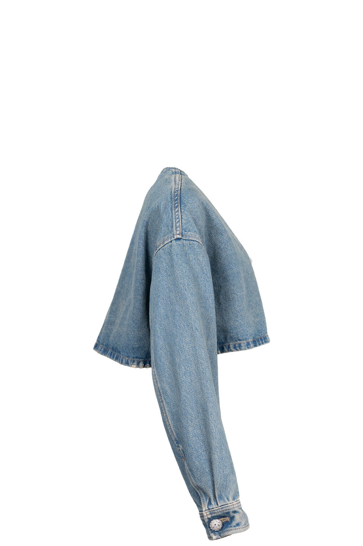 Veste PRADA à logo triangulaire bleu denim