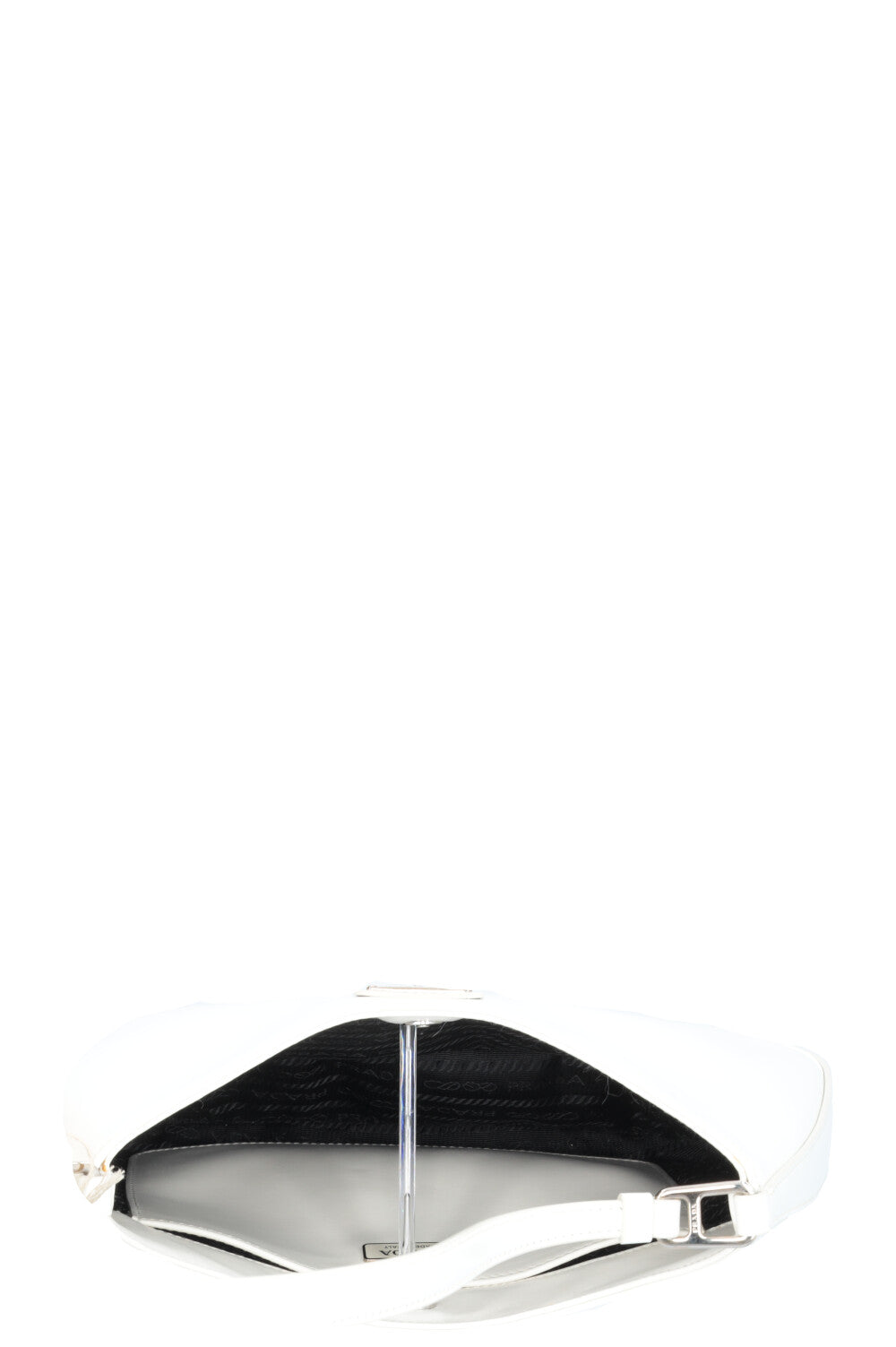 Sac porté épaule Prada Cleo en cuir verni blanc