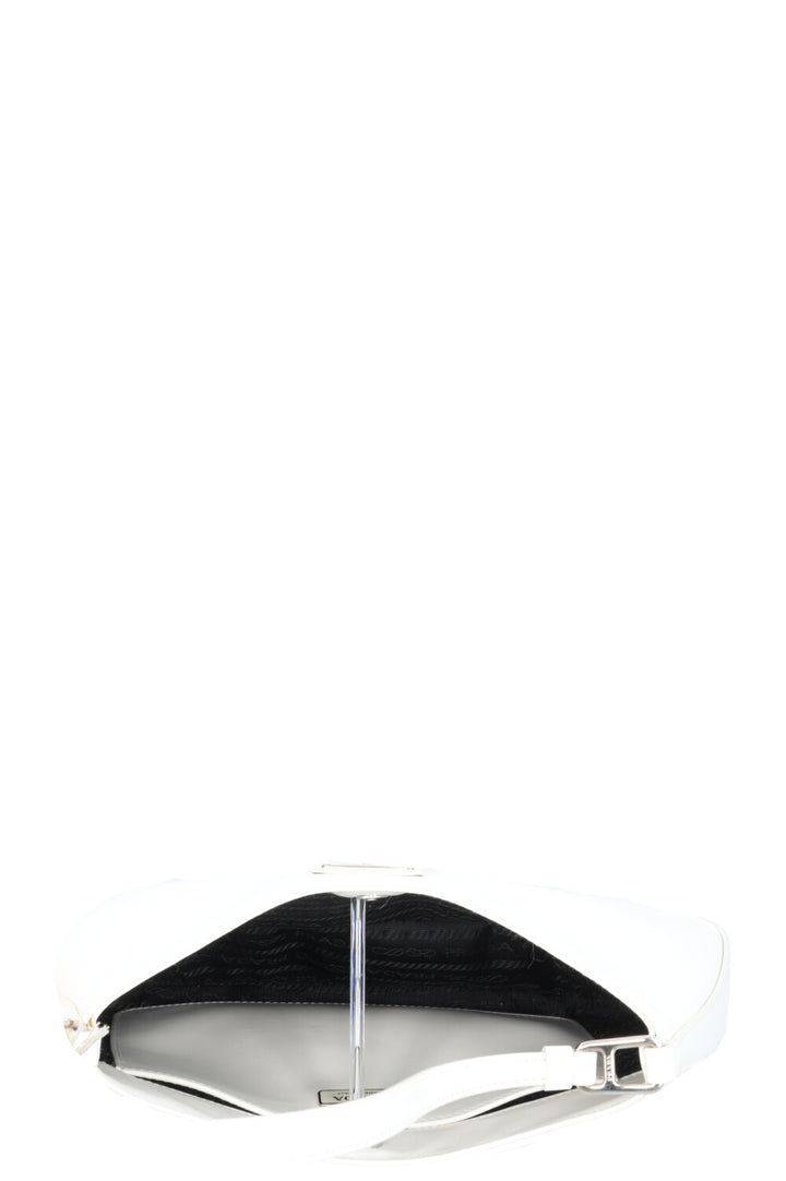 Sac porté épaule Prada Cleo en cuir verni blanc