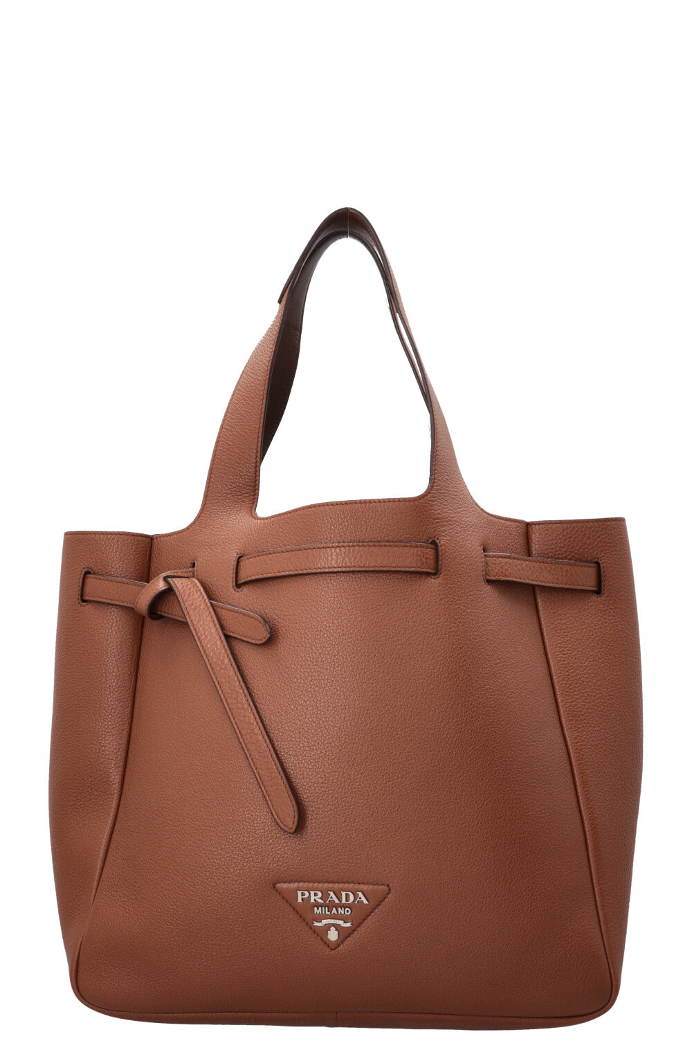 PRADA Flou Dynamique Tote Bag Leather Cognac