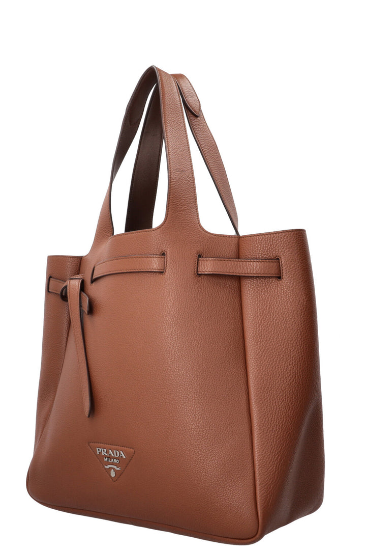 PRADA Flou Dynamique Tote Bag Leather Cognac
