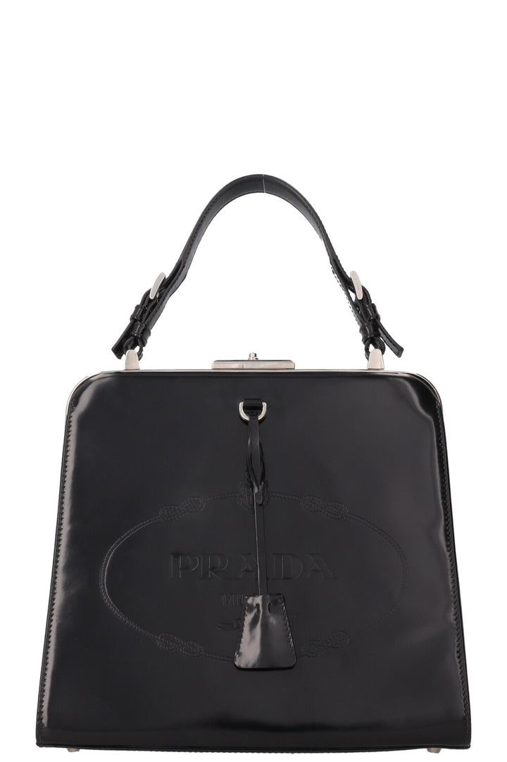 PRADA Spazzolato Frame Bag Patent Black