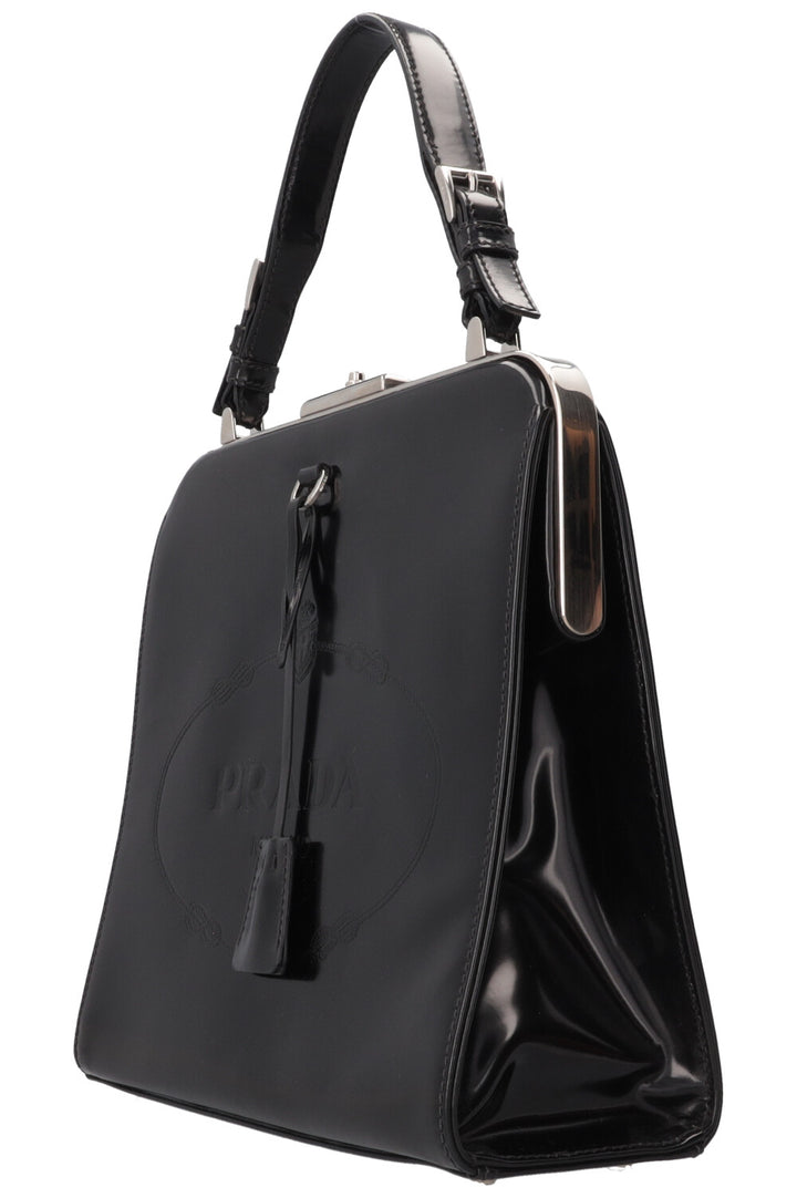PRADA Spazzolato Frame Bag Patent Black