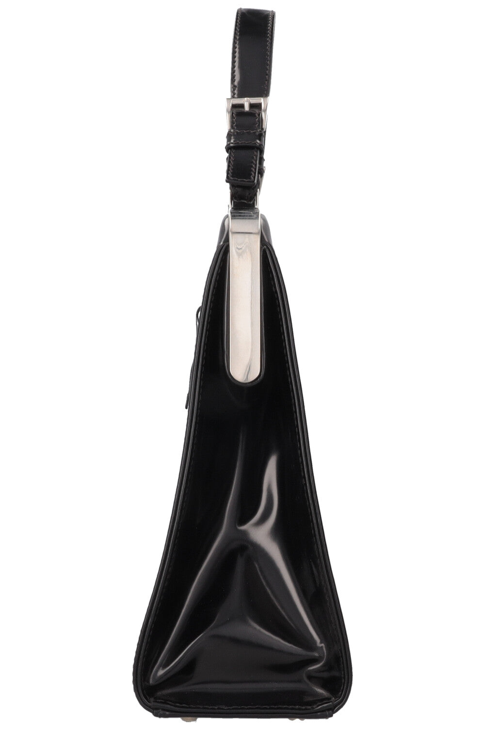 PRADA Spazzolato Frame Bag Patent Black