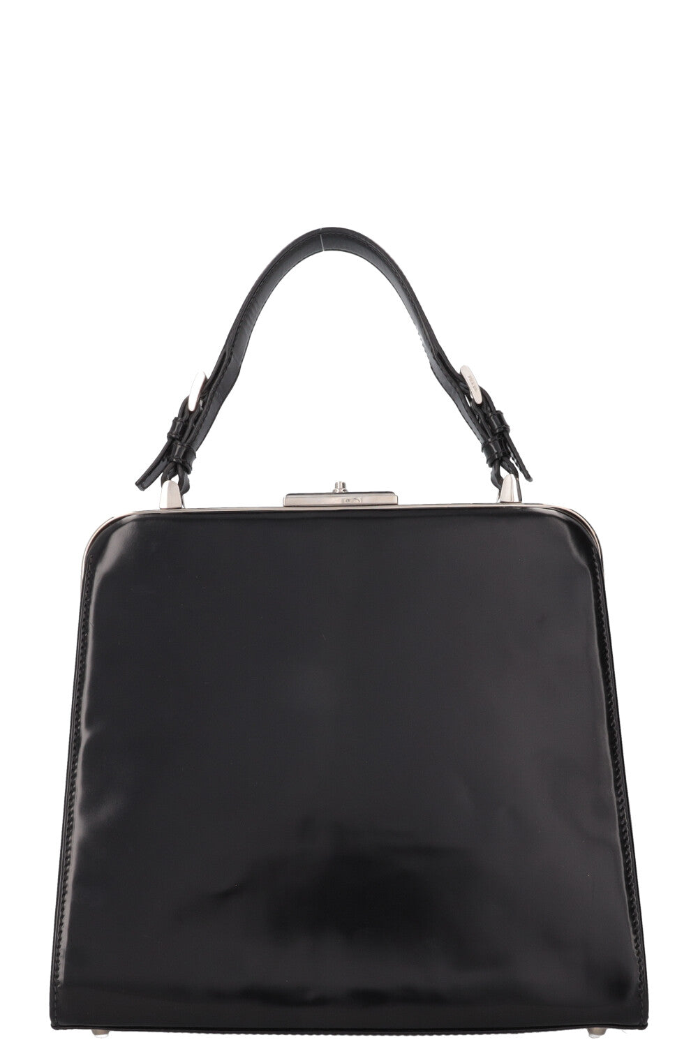 PRADA Spazzolato Frame Bag Patent Black