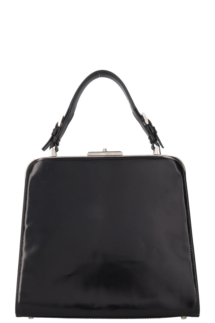 PRADA Spazzolato Frame Bag Patent Black
