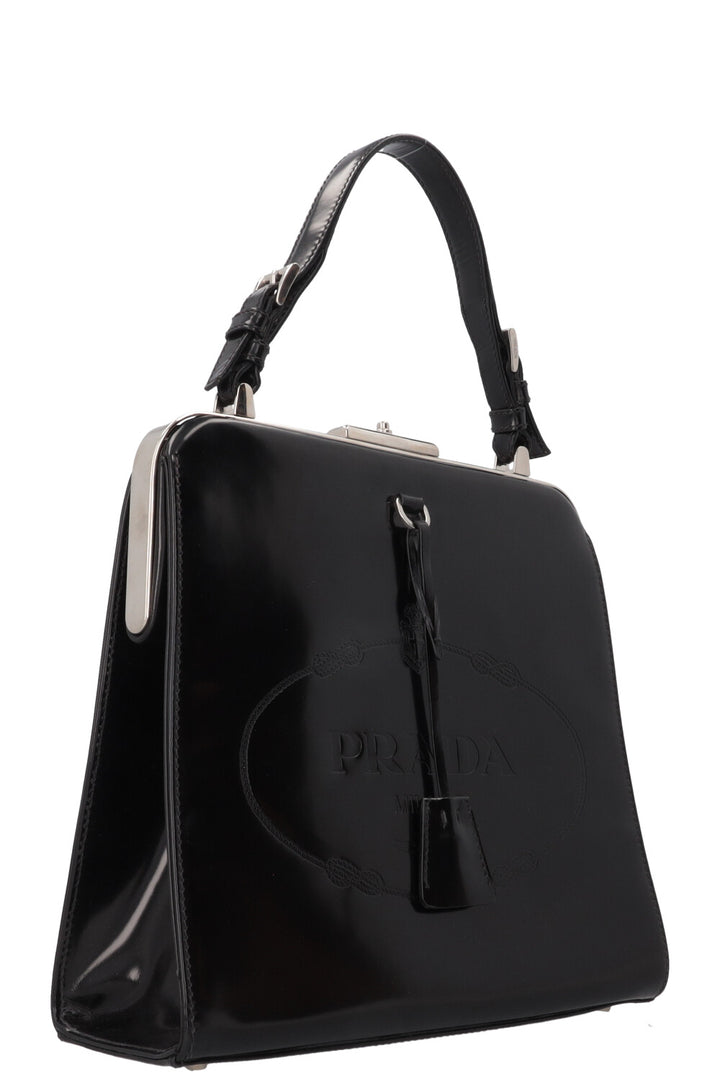 PRADA Spazzolato Frame Bag Patent Black