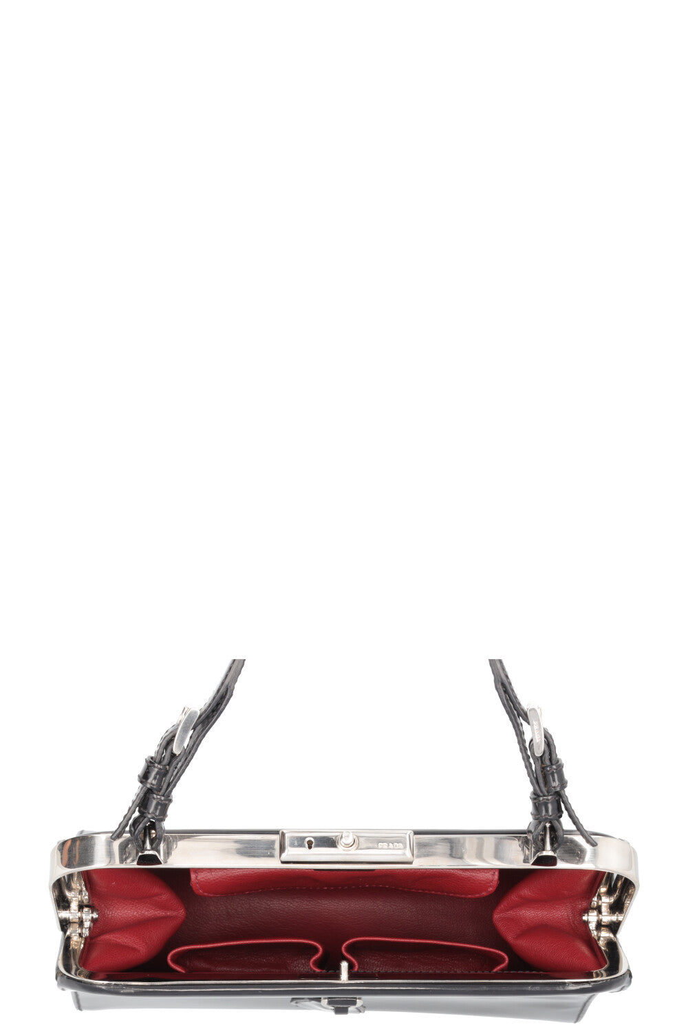 PRADA Spazzolato Frame Bag Patent Black