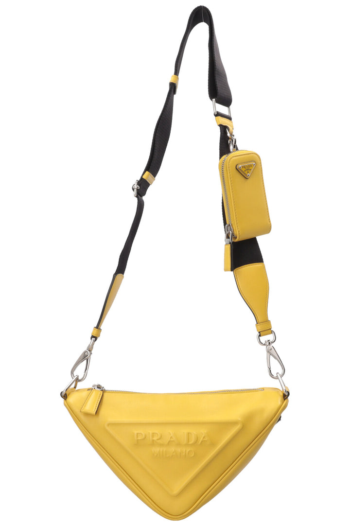 PRADA Triangle Crossbody Bag Leather Yellow