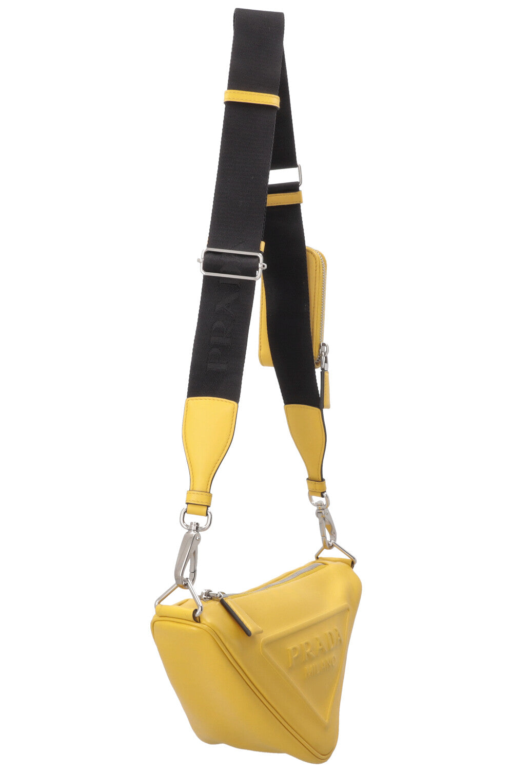 PRADA Triangle Crossbody Bag Leather Yellow