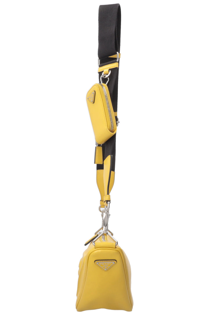 PRADA Triangle Crossbody Bag Leather Yellow