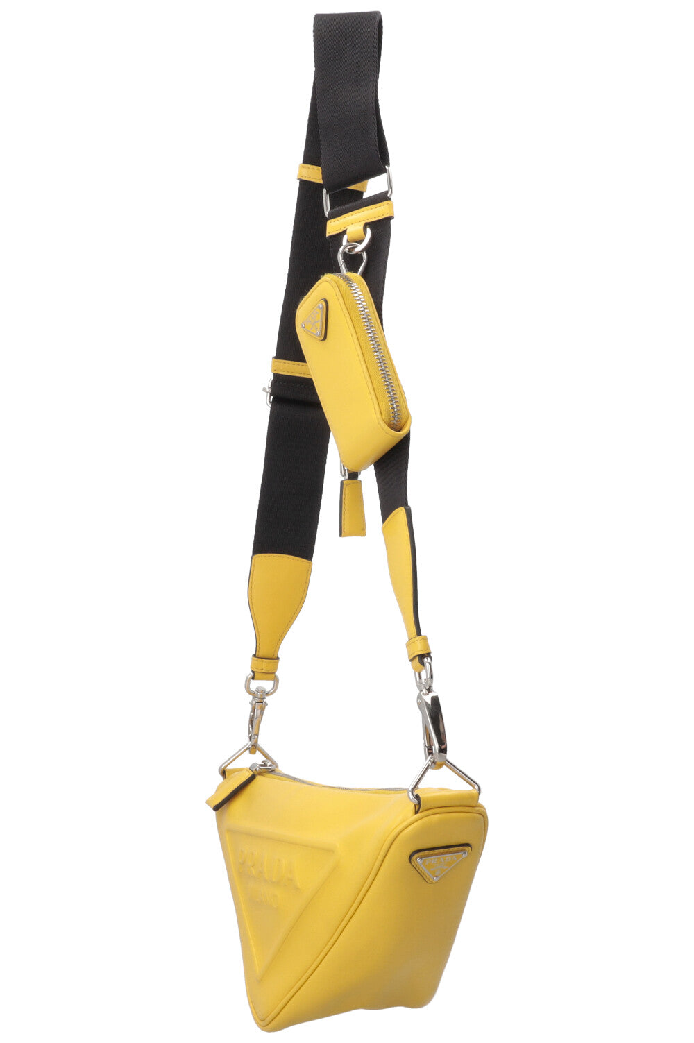 PRADA Triangle Crossbody Bag Leather Yellow