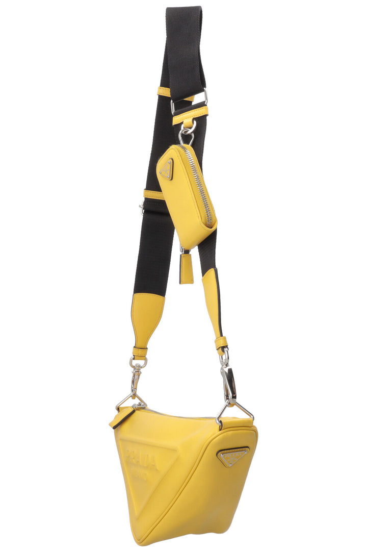 PRADA Triangle Crossbody Bag Leather Yellow