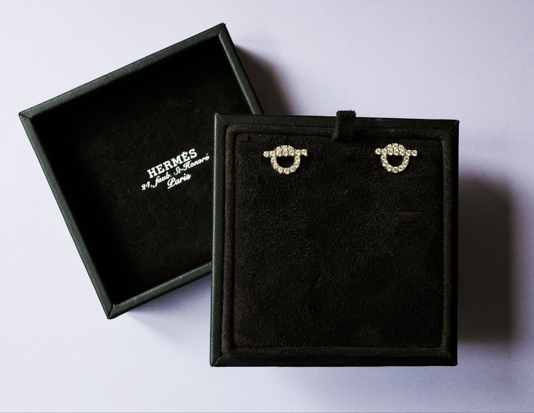 Boucles d'oreilles HERMÈS Finesse Diamants Or rose 18 carats