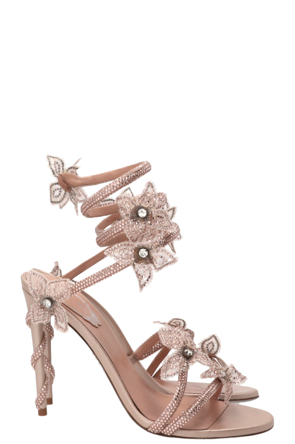 RENE CAOVILLA Margot Flower Sandals 105 Champagne