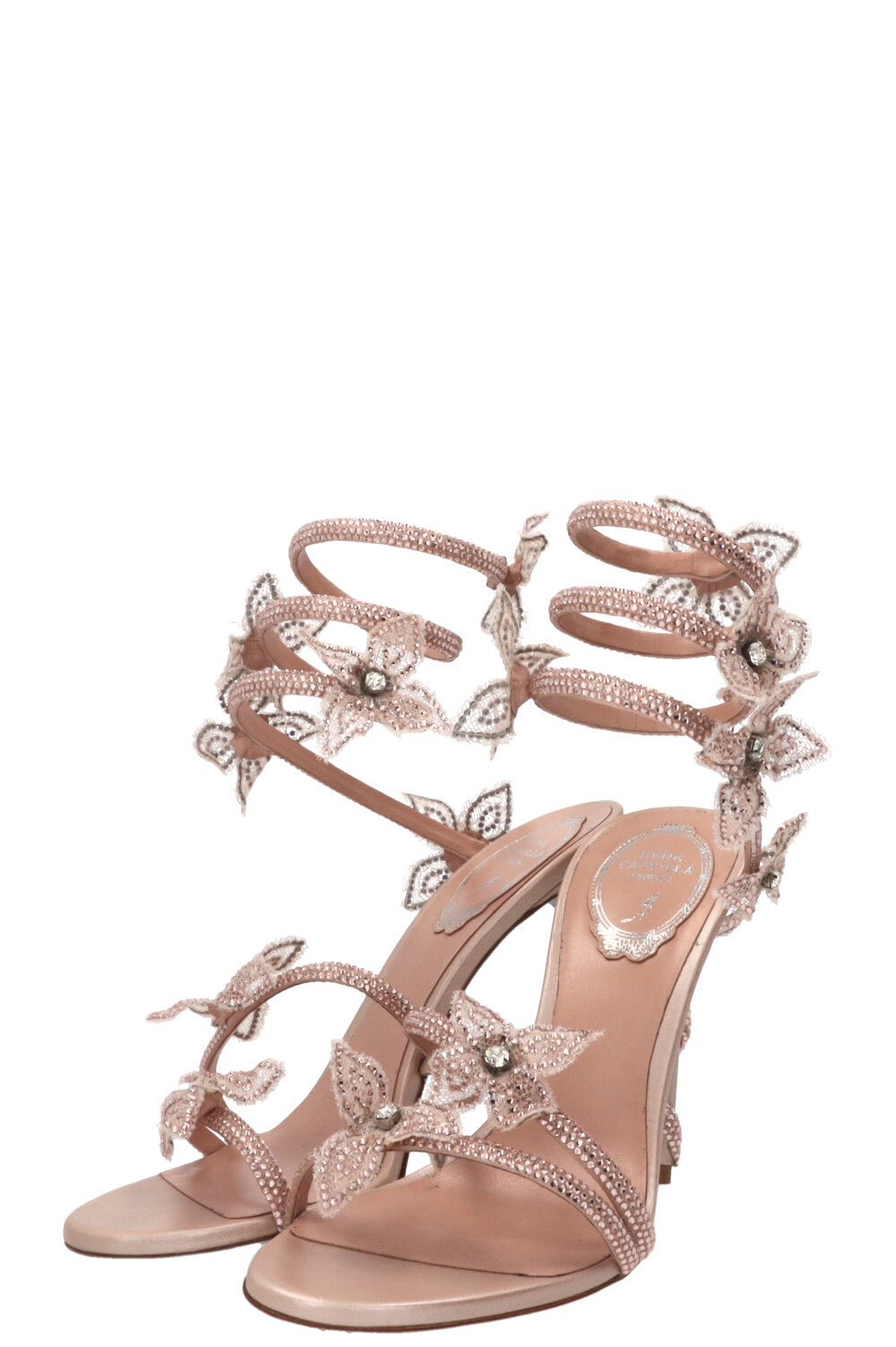 RENE CAOVILLA Margot Flower Sandals 105 Champagne