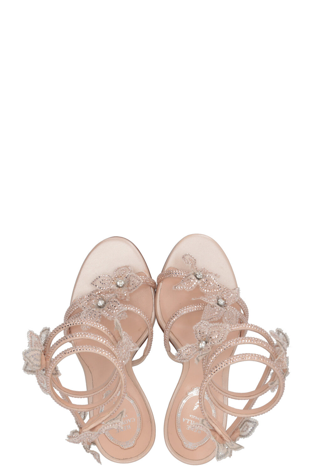 RENE CAOVILLA Margot Flower Sandals 105 Champagne