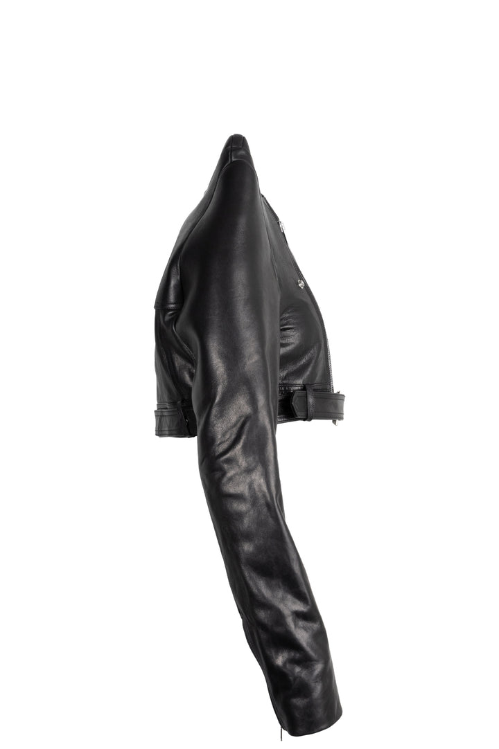 RICK OWENS Black Tec Micro Leather Jacket Black
