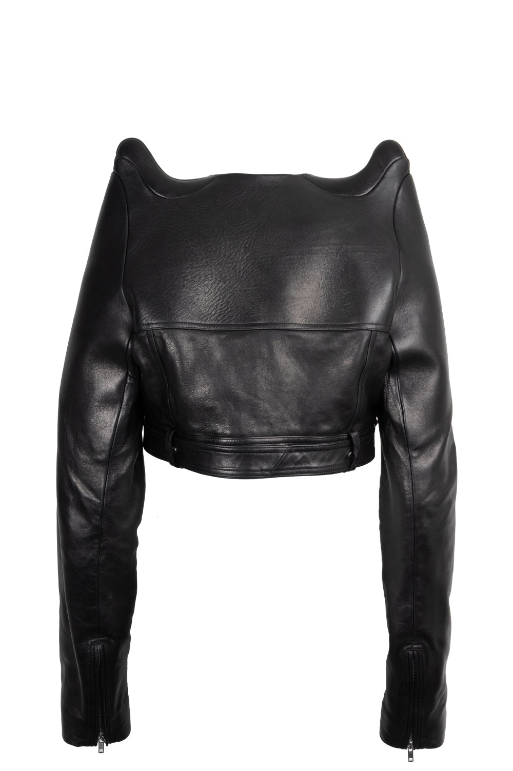 RICK OWENS Black Tec Micro Leather Jacket Black
