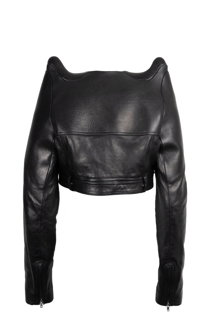 RICK OWENS Black Tec Micro Leather Jacket Black