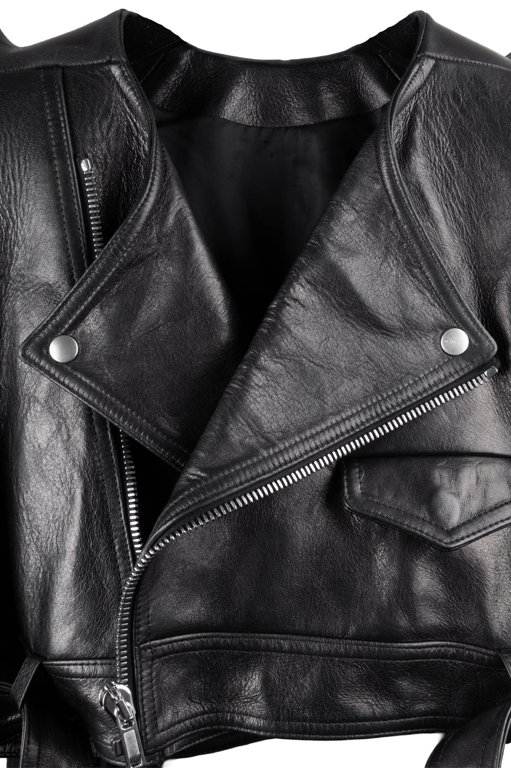 RICK OWENS Black Tec Micro Leather Jacket Black