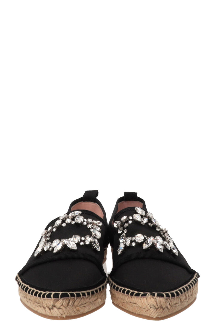 ROGER VIVIER Crystal Embellished Espadrilles Black
