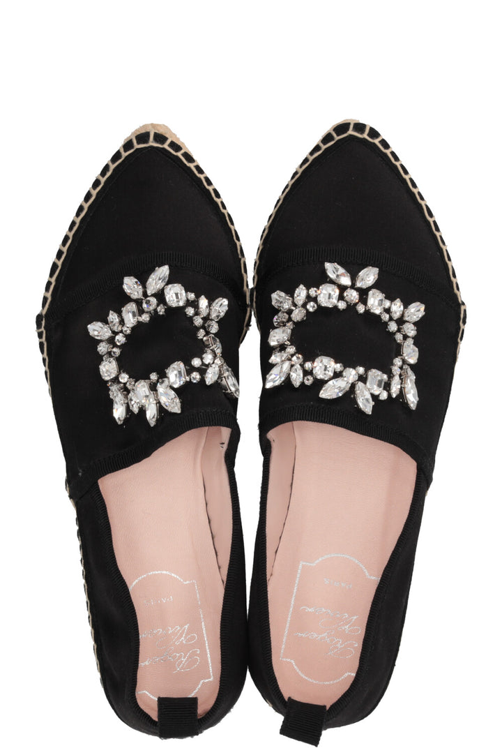 ROGER VIVIER Crystal Embellished Espadrilles Black
