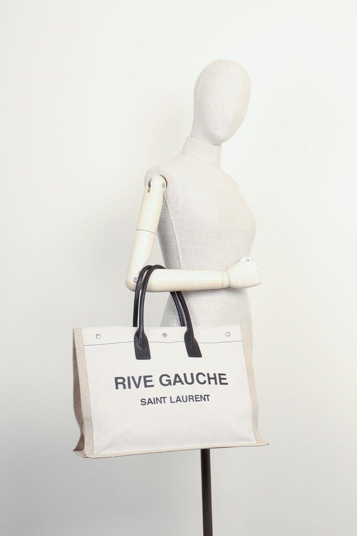 SAINT LAURENT Rive Gauche Tote Canvas Beige