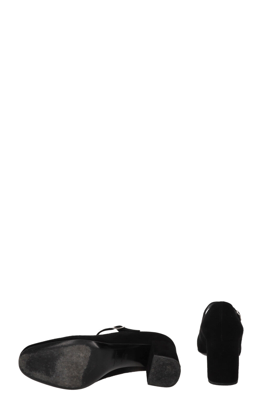 SAINT LAURENT Beaded Mary Jane Heels Suede Black