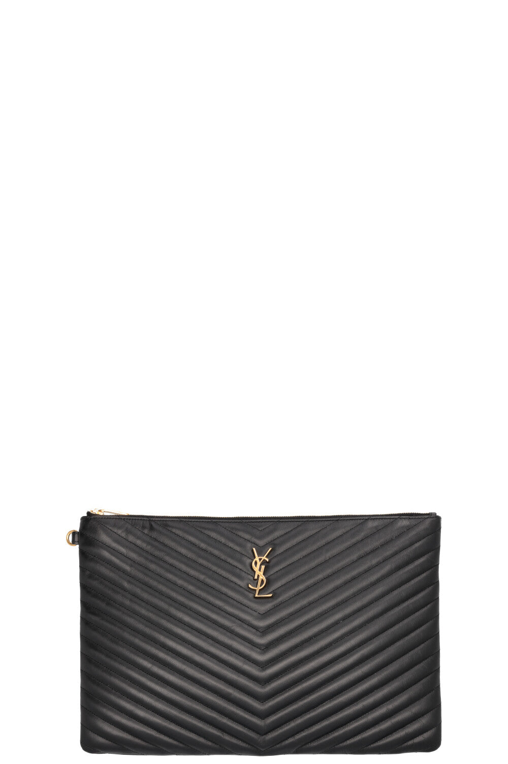 SAINT LAURENT Cassandre Clutch Leather Black