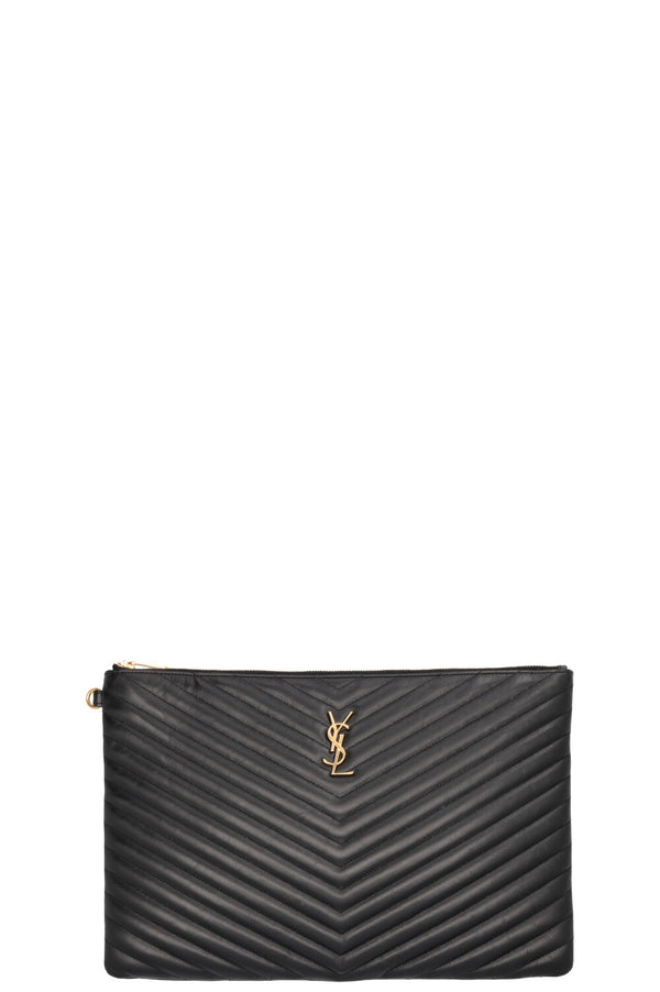 SAINT LAURENT Cassandre Clutch Leather Black