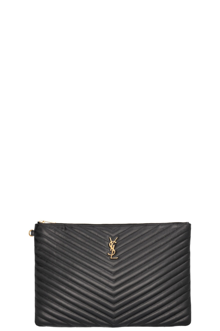 SAINT LAURENT Cassandre Clutch Leather Black