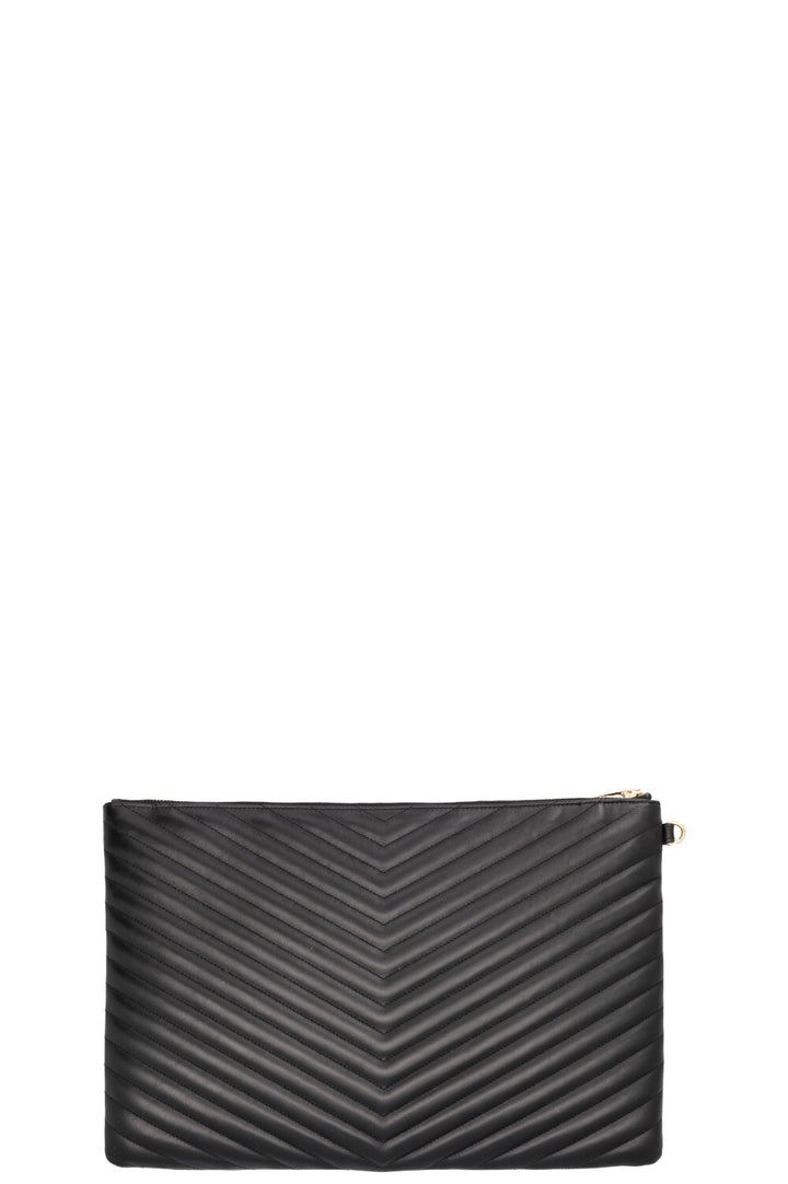 SAINT LAURENT Cassandre Clutch Leather Black