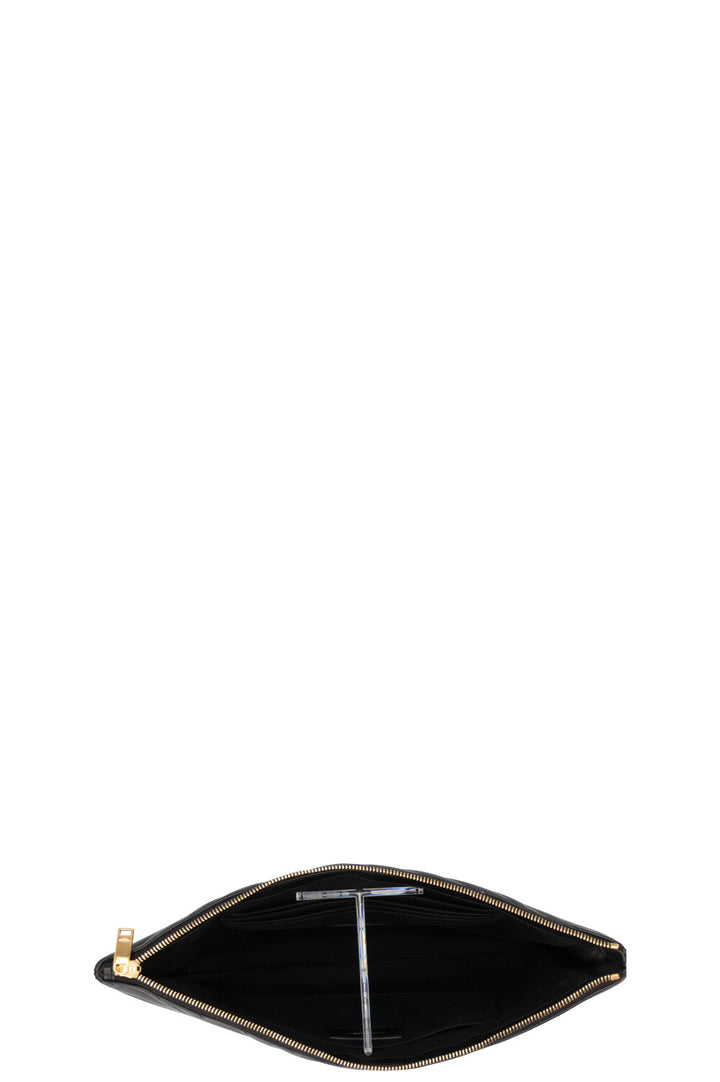 SAINT LAURENT Cassandre Clutch Leather Black