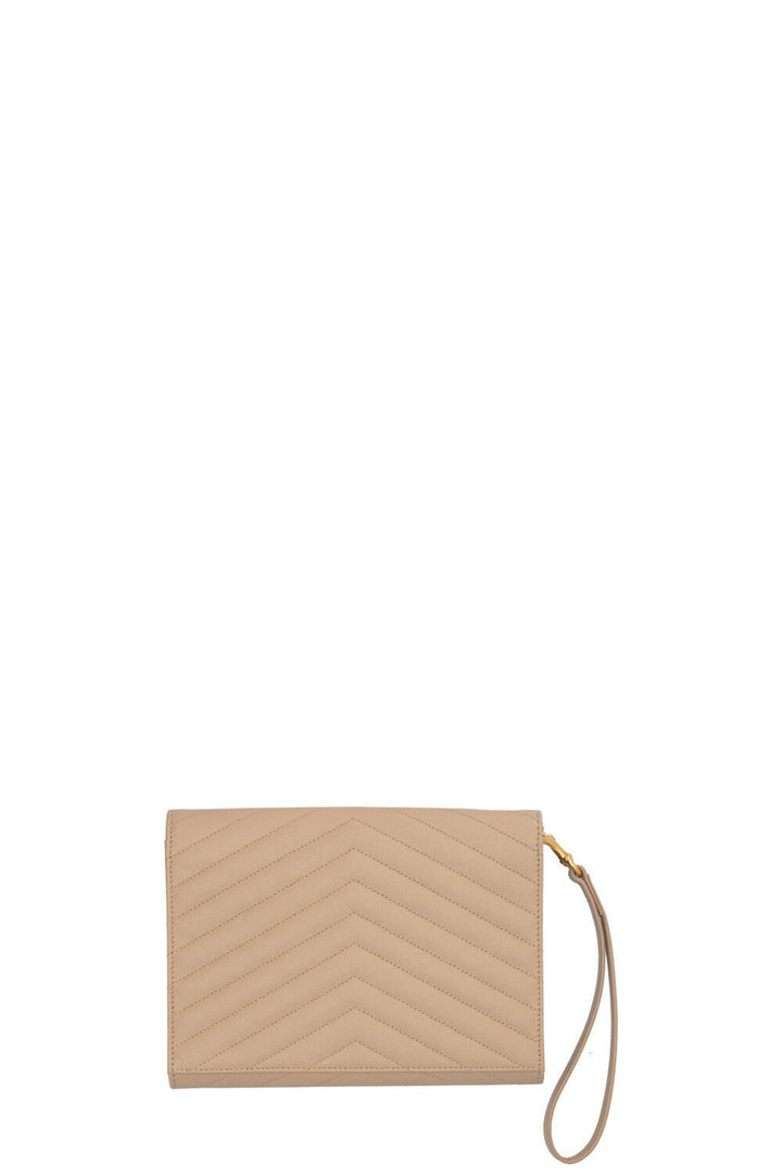 SAINT LAURENT Cassandre Matelassé Pochette Leather Beige