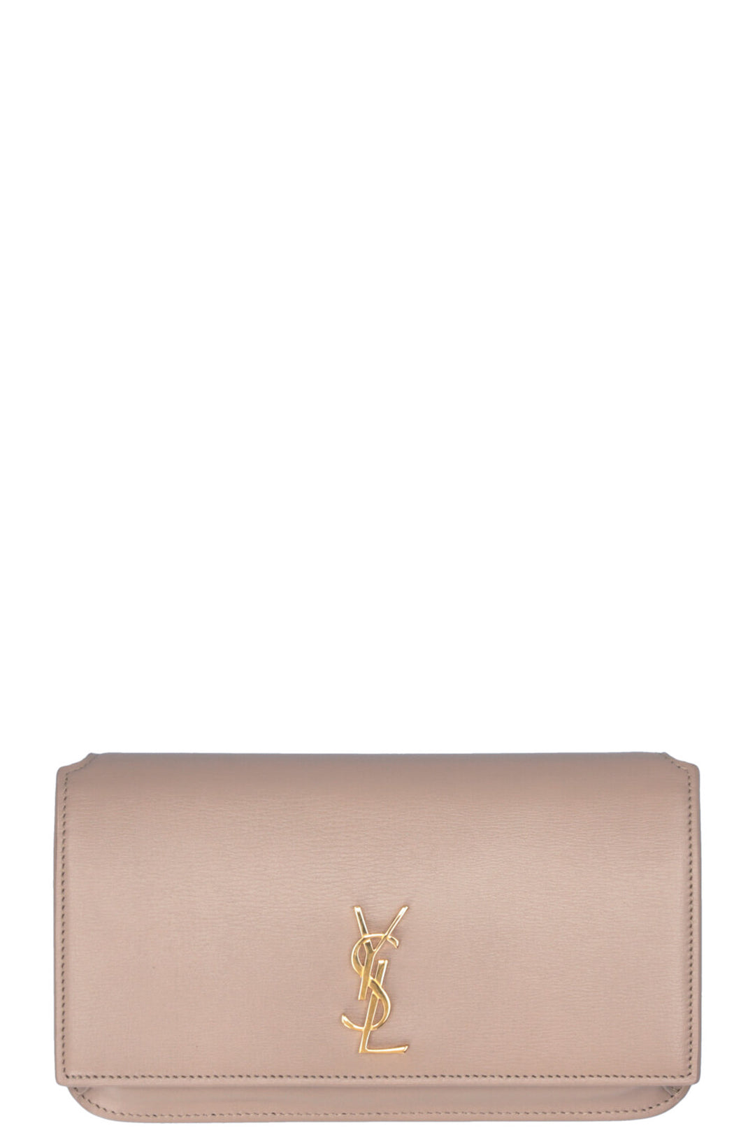 SAINT LAURENT Cassandre Phone Holder On Chain Dark Beige