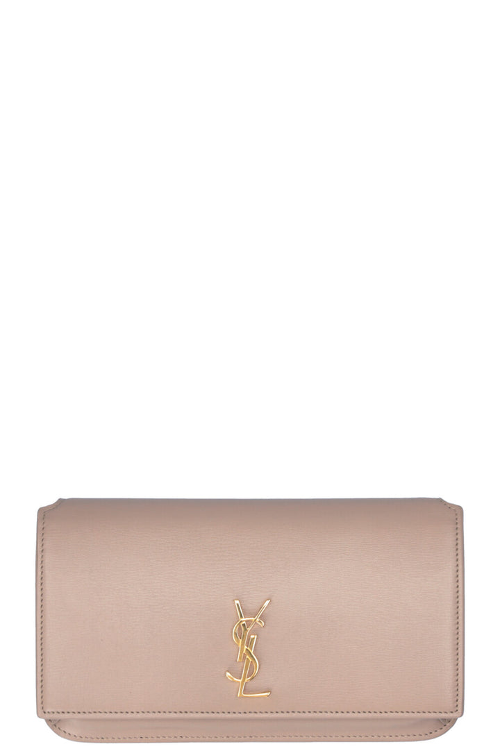 SAINT LAURENT Cassandre Phone Holder On Chain Dark Beige