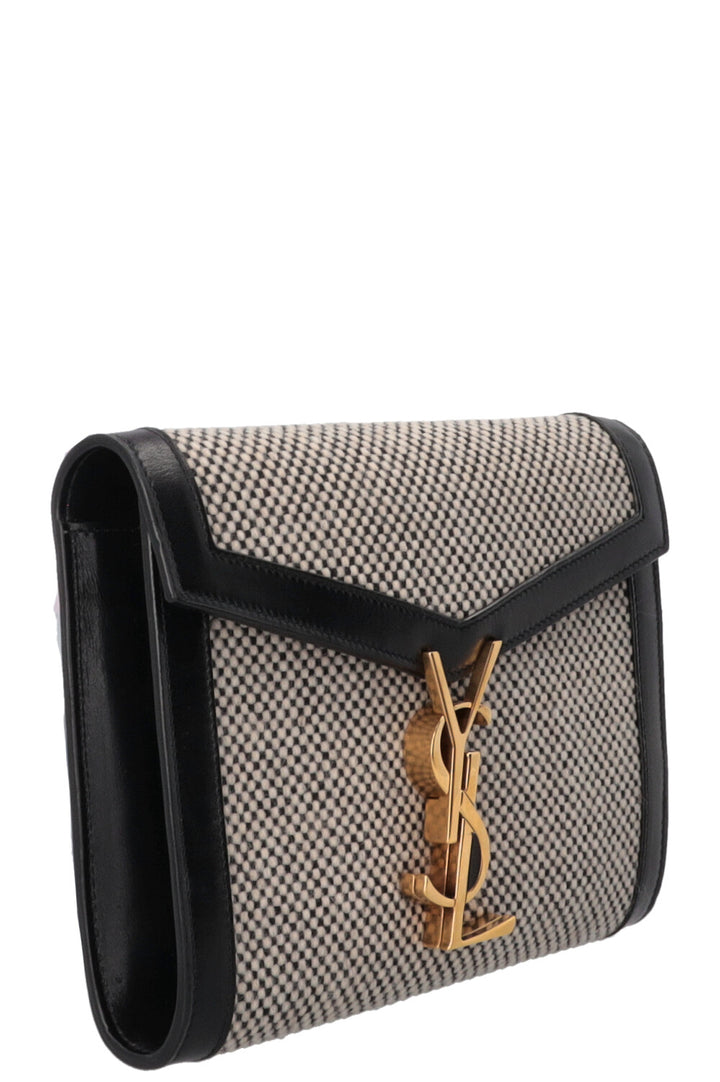SAINT LAURENT Checkered Cassandra WOC Tweed Black