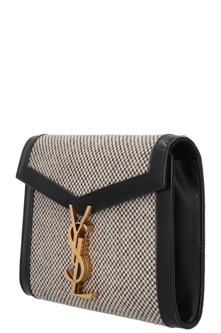 SAINT LAURENT Checkered Cassandra WOC Tweed Black