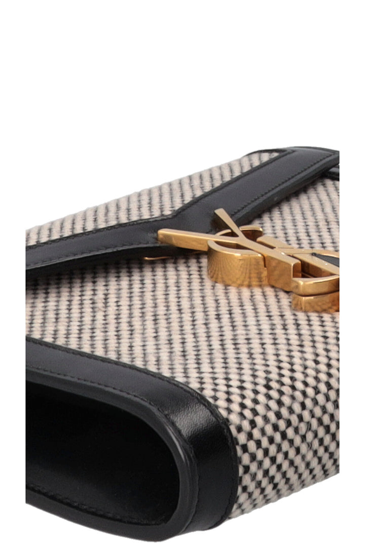 SAINT LAURENT Checkered Cassandra WOC Tweed Black