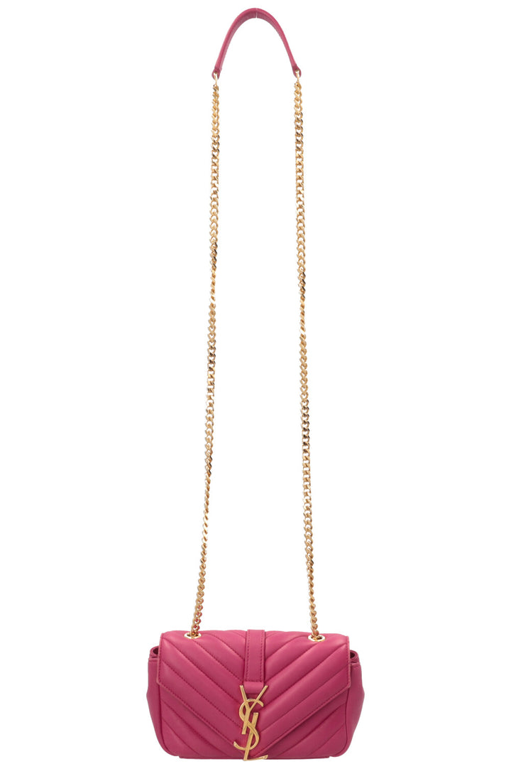 SAINT LAURENT Chevron College Wallet On Chain Pink