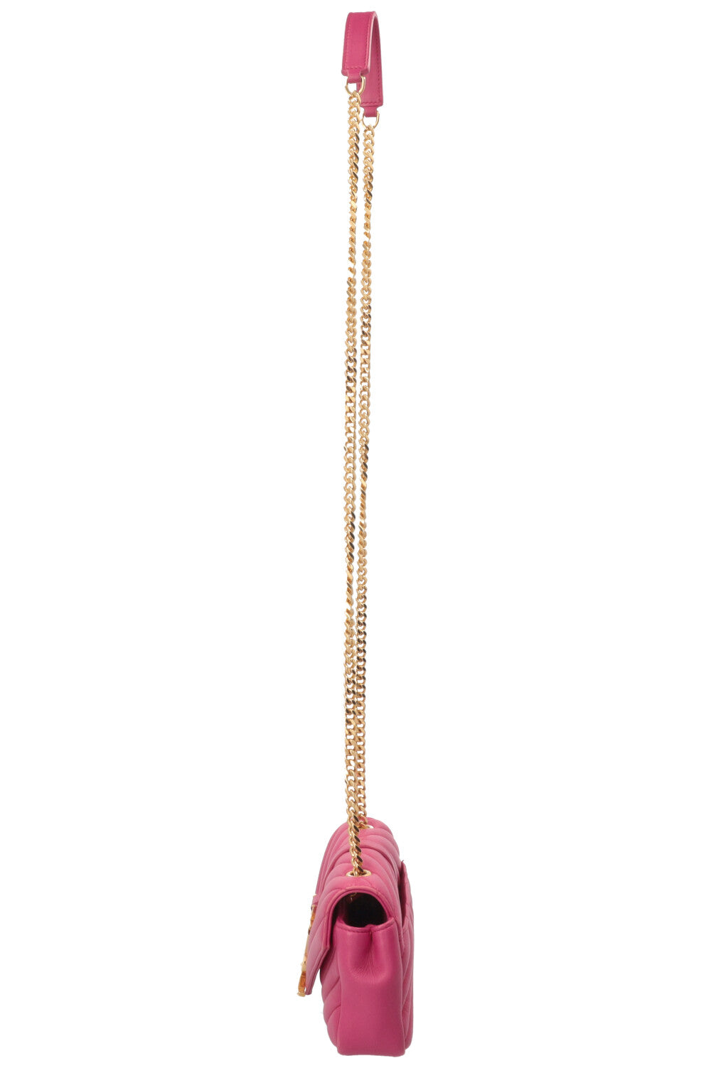 SAINT LAURENT Chevron College Wallet On Chain Pink
