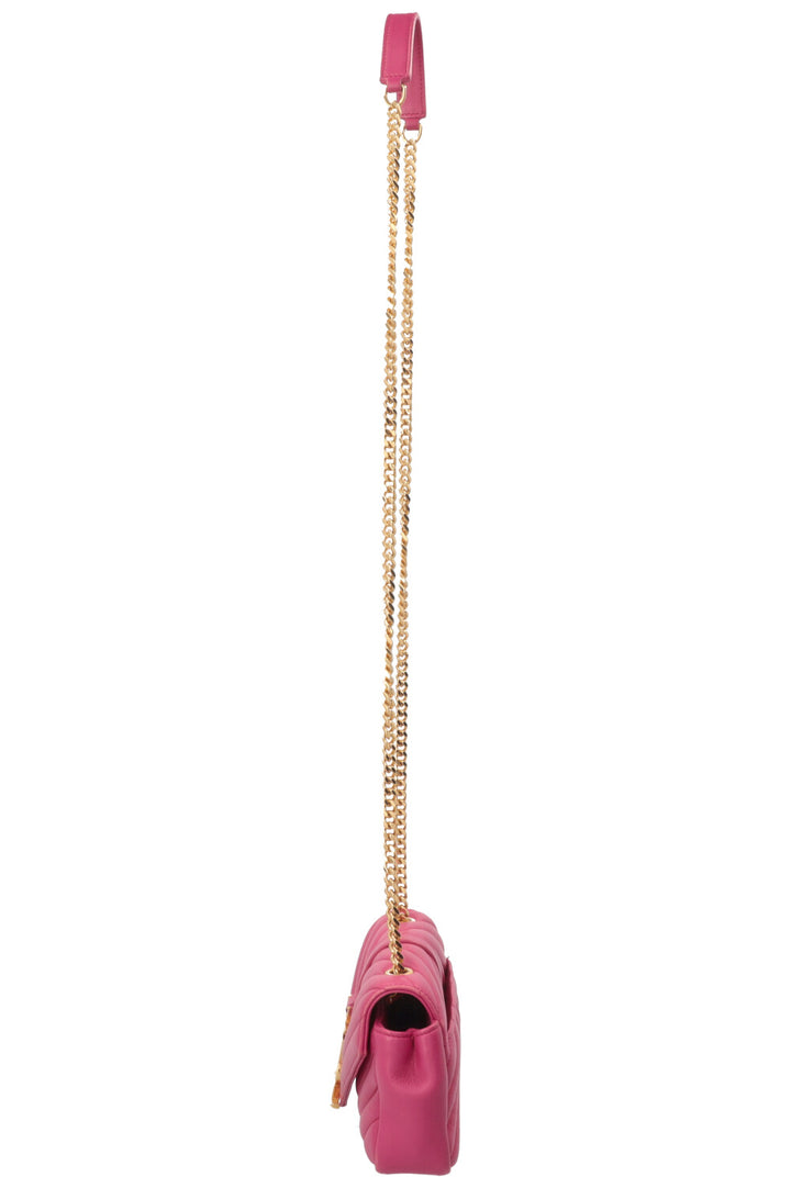 SAINT LAURENT Chevron College Wallet On Chain Pink