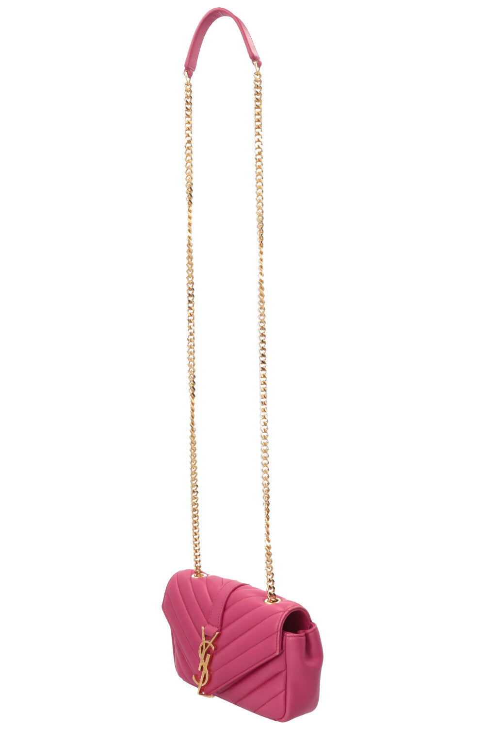SAINT LAURENT Chevron College Wallet On Chain Pink